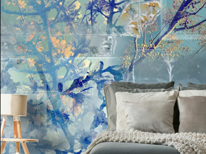 Argento fior di seta - Oriental wallpaper, PVC free, eco, washable - Wallpaper by WallPepper®/Group