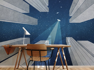 DON'T LOOK UP - PVC free, eco-friendly, washable perspective wallpaper - Wallpaper by WallPepper®/Group