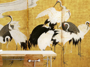 GOLD CRANE - Oriental wallpaper, PVC free, eco, washable - Wallpaper by WallPepper®/Group