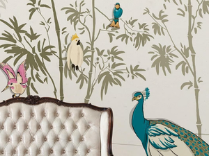 IL CINGUETTIO NEL BAMBÙ - Oriental wallpaper, PVC free, eco, washable - Wallpaper by WallPepper®/Group