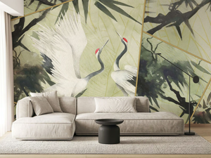 MATCHA HERON - PVC free, eco-friendly, washable wallpaper - Wallpaper by WallPepper®/Group