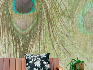 PEACOCK FEATHERS - Tropical wallpaper, PVC free, eco, washable - Wallpaper by WallPepper®/Group
