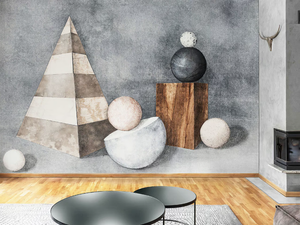 STILL LIFE - Geometric wallpaper, PVC free, eco-friendly, washable - Wallpaper by WallPepper®/Group