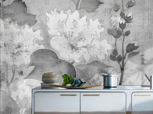 VELVET GREY - Oriental wallpaper, PVC free, eco, washable - Wallpaper by WallPepper®/Group
