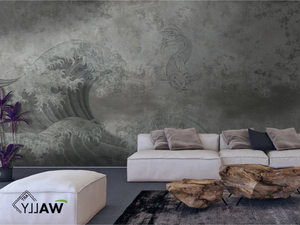 NIHON - Japanese style fire retardant washable nonwoven wallpaper - Wallpaper by WALLYART