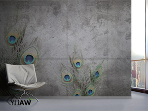 PEACOCK - Wall effect fire retardant washable nonwoven wallpaper - Wallpaper by WALLYART