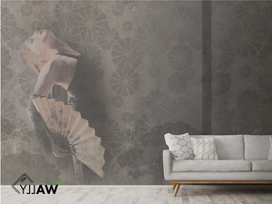 SAKE - Fire retardant washable nonwoven wallpaper with floral pattern - Wallpaper by WALLYART