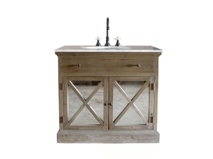 ST. HELENA - Floor-standing reclaimed wood vanity unit with integrated washbasin - Washbasin cabinet by WatermarkFixtures