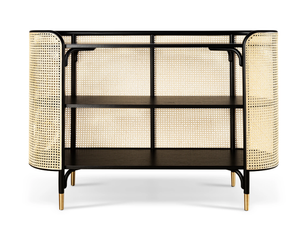MOS - Beech console with woven cane inserts - Console by Wiener GTV Design