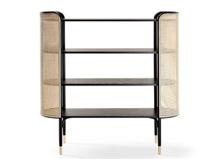 MOS - Open beech bookcase with woven cane inserts - Cabinet by Wiener GTV Design