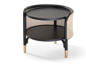 MOS - Round beech side table and woven cane inserts - Coffee table by Wiener GTV Design