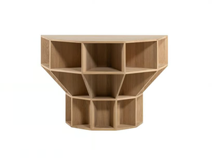 HAKU - Demilune solid wood console table with shelving - Console by Woak