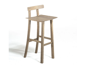 NERVOSA - High solid wood stool with footrest - Stool by Woak