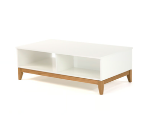 BLANCO - Rectangular melamine-faced chipboard coffee table with storage space - Coffee table by Woodman
