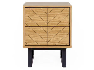 CAMDEN HERRINGBONE - Square wooden bedside table with drawers - Side table by Woodman