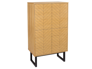 CAMDEN HERRINGBONE - Wood veneer highboard with doors - Door by Woodman