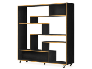 SOUTHBURY BLACK - Open divider melamine-faced chipboard bookcase with casters - Cabinet by Woodman