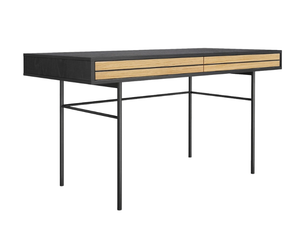 STRIPE - Rectangular wood veneer writing desk with drawers - Desk by Woodman