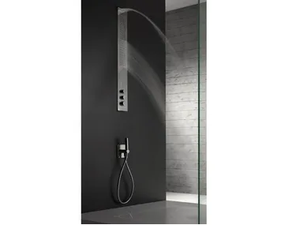 OBLIQUA - Wall-mounted stainless steel shower panel with overhead shower - Shower panel by ZAZZERI