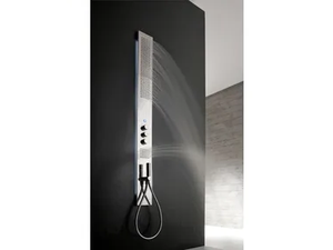 OBLIQUA - Wall-mounted thermostatic stainless steel shower panel - Shower panel by ZAZZERI