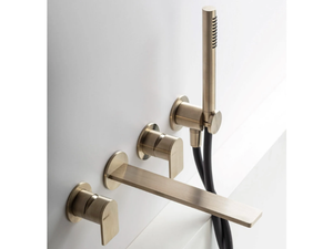 Q316 - Wall-mounted stainless steel bathtub mixer with hand shower - Tap by ZAZZERI