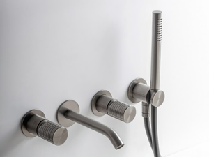 Z316_SH - Wall-mounted stainless steel bathtub tap with hand shower - Tap by ZAZZERI