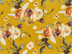 FLEURS FAUVES - Washable linen fabric with floral pattern - Accessories by Zimmer + Rohde