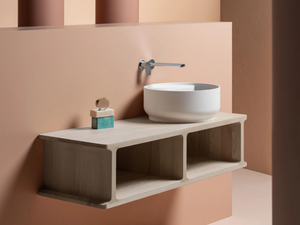 BEAM - Single wall-mounted ash vanity unit - Washbasin cabinet by ZUCCHETTI