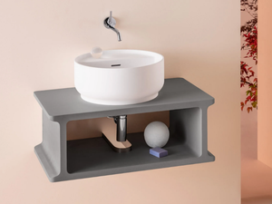 BEAM - Single wall-mounted ash vanity unit - Washbasin cabinet by ZUCCHETTI