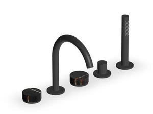 ISY22 ZIS5533.N6 - Deck mounted bathtub tap with hand shower and individual marble rosettes - Tap by ZUCCHETTI