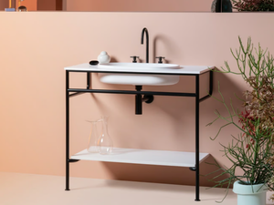 RISE - Console with integrated oval washbasin in Cristalplant® - Washbasin cabinet by ZUCCHETTI