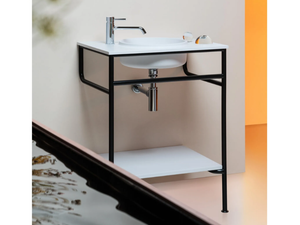 RISE - Console with integrated round washbasin in Cristalplant® - Washbasin cabinet by ZUCCHETTI
