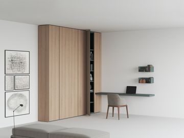 Canneté wardrobe with blind corner and desk by Caccaro - view 3