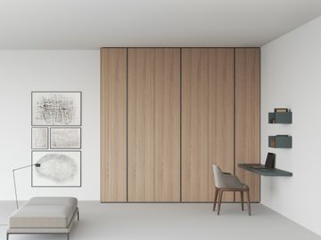 Canneté wardrobe with blind corner and desk by Caccaro - view 4