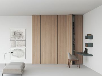 Canneté wardrobe with blind corner and desk by Caccaro - view 5