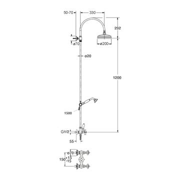 Londra CRILD409 - Dual-control wall-mounted shower column by CRISTINA Rubinetterie - view 2
