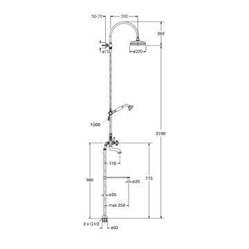 Londra CRILD103 - Dual-control floor standing 2-hole bathtub/shower column by CRISTINA Rubinetterie - view 2