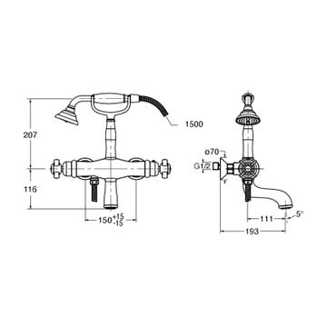 Londra CRILD182 - external bath mixer by CRISTINA Rubinetterie - view 2