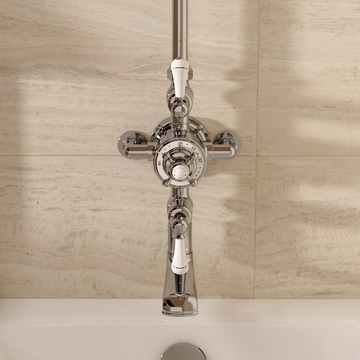 Belgravia Thermo Shower Valve with Fixed Head and Bath Spout in Chrome by Crosswater - view 3