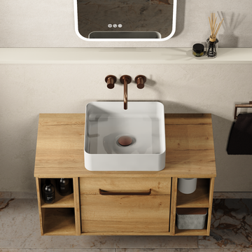 Calpe Counter Basin 400 No Overflow White by Crosswater - view 2