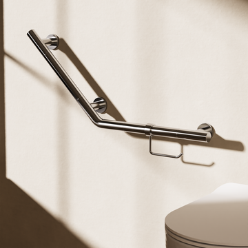 Angled Grab Bar with Toilet Roll Holder by Crosswater - view 7