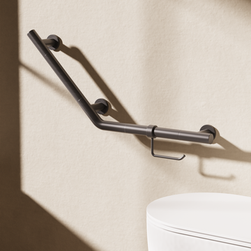 Angled Grab Bar with Toilet Roll Holder by Crosswater - view 9