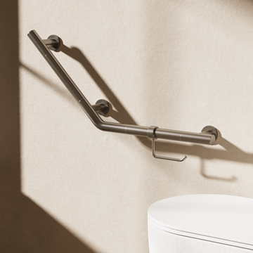 Angled Grab Bar with Toilet Roll Holder by Crosswater - view 8