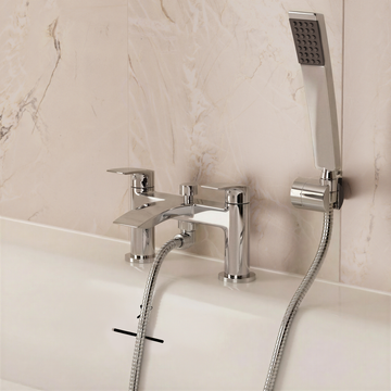 Flow Bath Shower Mixer Dual Lever with Kit Chrome by Crosswater - view 2