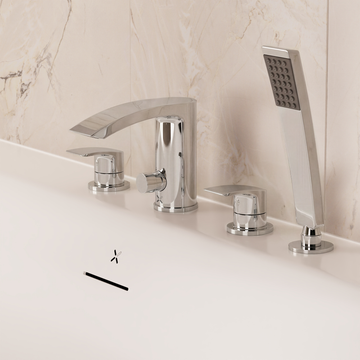 Flow Bath Shower Mixer 4 Hole with Kit Chrome by Crosswater - view 2
