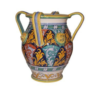 Vase/jare with handles- decor Policrome by L'Antica Deruta - view 2