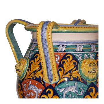 Vase/jare with handles- decor Policrome by L'Antica Deruta - view 4