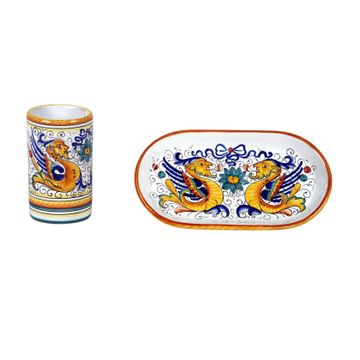 Set 2 pcs bathroom - decoro Raffaellesco by L'Antica Deruta - view 2