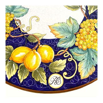 Decortaed stone table - TCL / 22 - Lemons&grapes by L'Antica Deruta - view 2