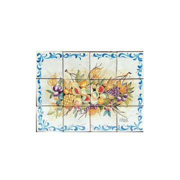 Panel with wood frame/ ceramic tiles - decor Fruit (NM/06/01) by L'Antica Deruta - view 2